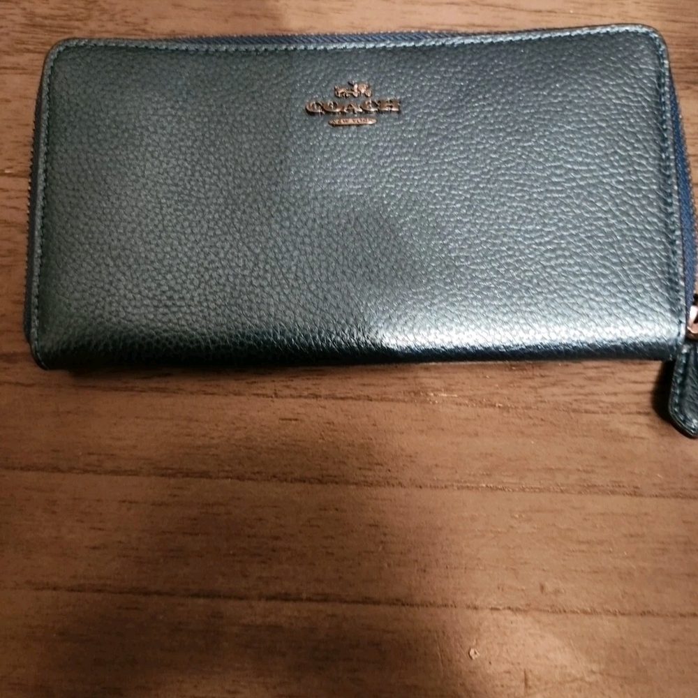 Coach Metallic Blue Tote Bag - Picture 4 of 6